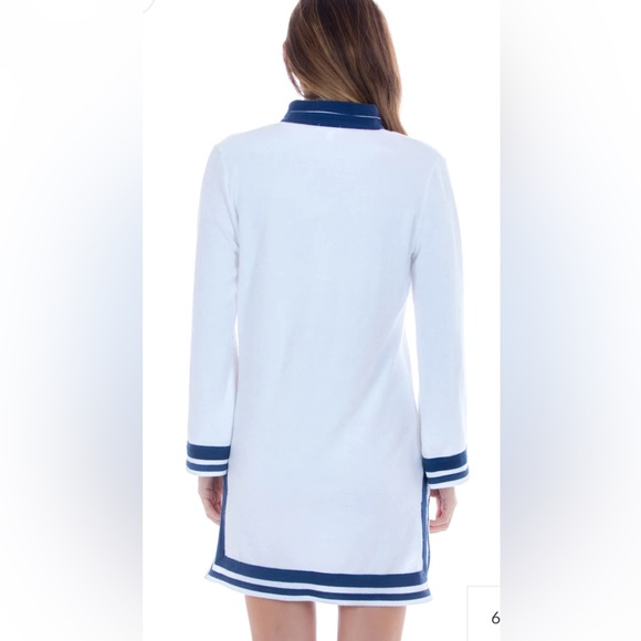NWT Cabana Life. Long sleeve terry tunic in white with navy trim. UPF 50+ - Picture 5 of 10